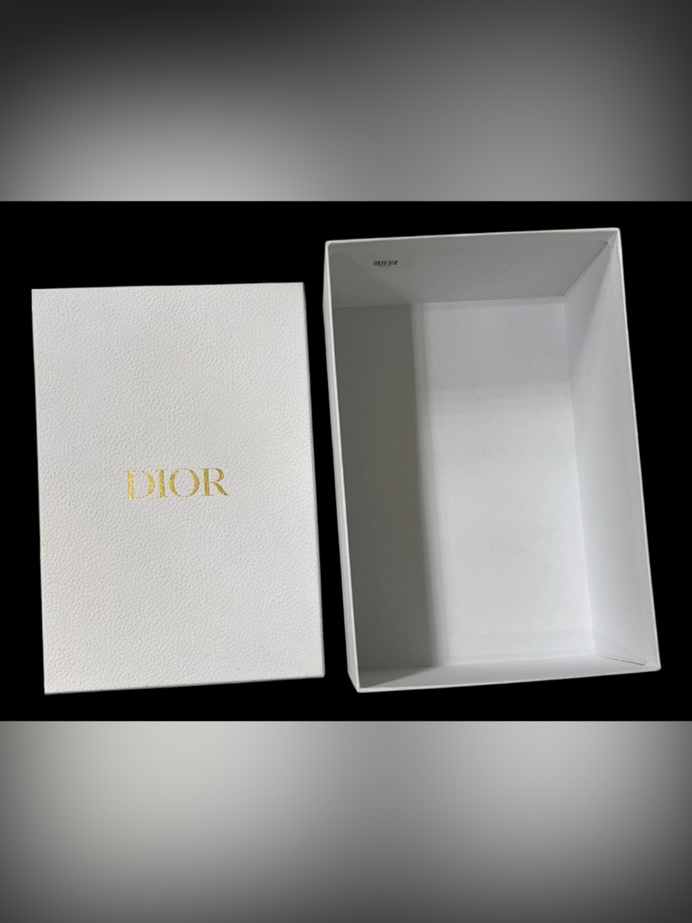 Dior White Textured Sandal Box with Gold Label